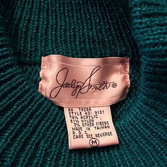 Vintage 80s Embellished Floral Knit Sweater Md - Picture 5 of 5